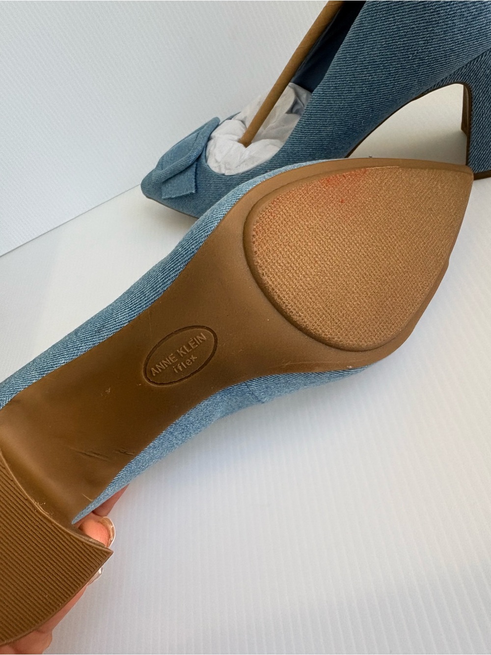 Anne Klein Blue Denim Pointed-Toe Buckle Pumps - Women's Heels Size 9 New - Picture 11 of 12